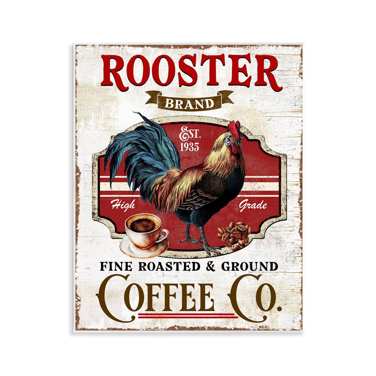 Stupell Industries Rooster Brand Coffee Co Wall Plaque Art Design by Creatif Belle